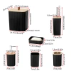 Hotel and homestay bamboo and wood ornaments 6-piece set, bathroom supplies set, toilet brush, toothbrush holder, trash can Specification image